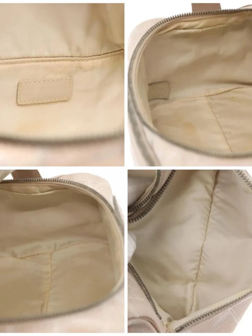 CHANEL New Travel line Hand Bag Nylon Beige Silver CC Auth 163622